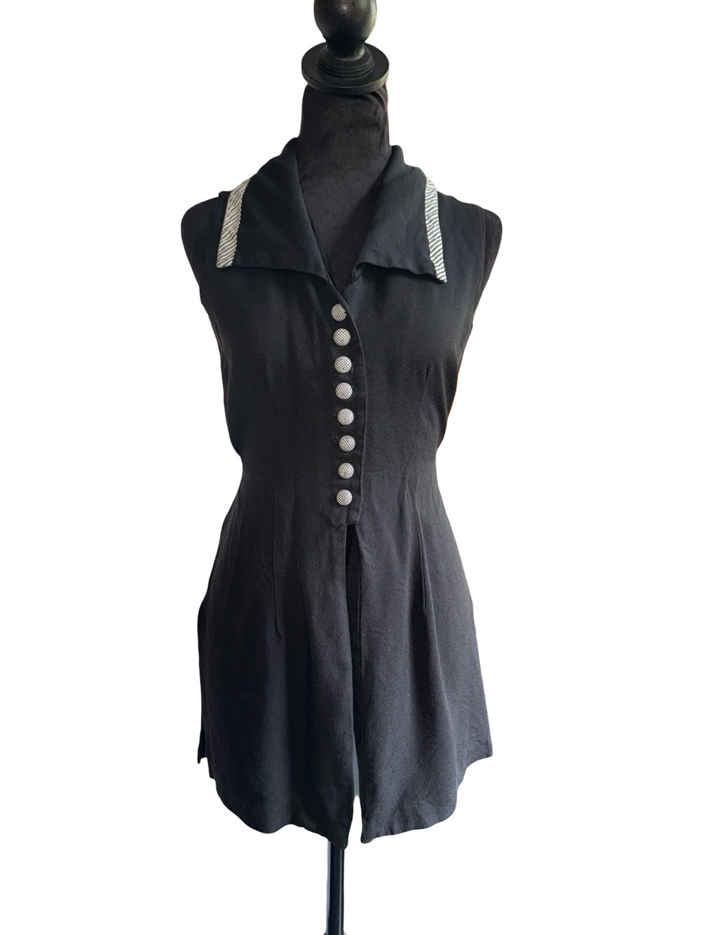 VTG Women's tailored vest 80s Black White Stripe Checker Breakin Loose Sz M/L